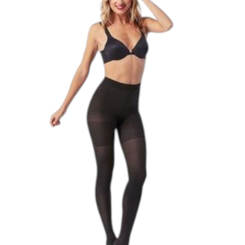 Star Power by Spanx black sheers high waisted shaping tights pantyhose NWOT